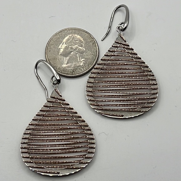 STERLING SILVER WIRE WRAPPED DANGLE EARRINGS - Picture 6 of 6